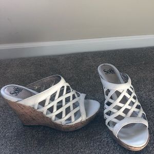 White wedge sandals comes in original box